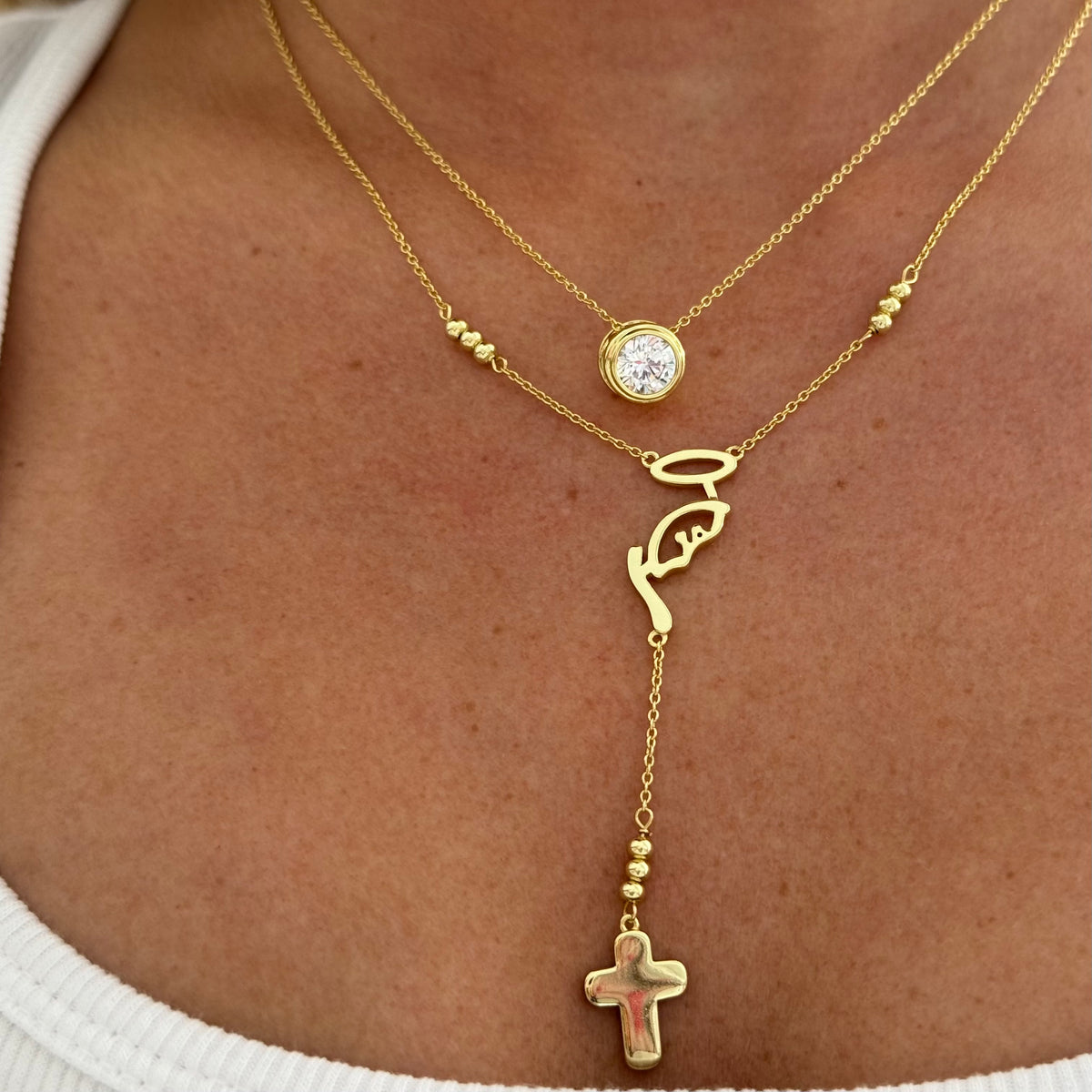 Beijos 8mm Bezel Set CZ Pendant Necklace main image 0