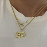 Ribbed Initial Cuff Nameplate Pendant