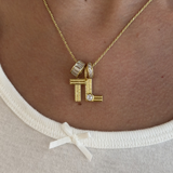 Ribbed Initial Cuff Nameplate Pendant