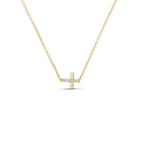 Cz Sideways Cross Necklace