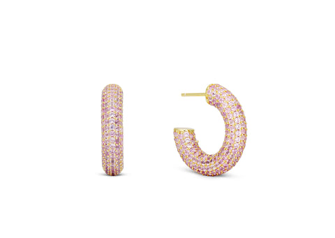 SOPHIA PINK PAVE HOOP EARRING