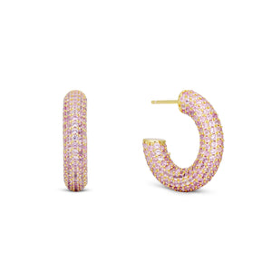 SOPHIA PINK PAVE HOOP EARRING