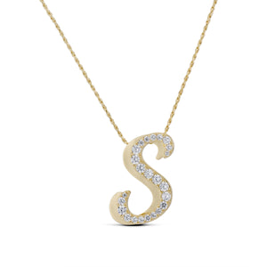 ICED JUMBO SCRIPT LETTER NECKLACE