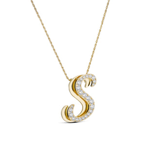 ICED JUMBO SCRIPT LETTER NECKLACE