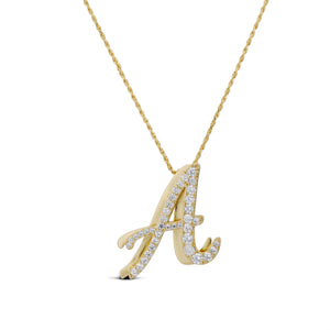 ICED JUMBO SCRIPT LETTER NECKLACE