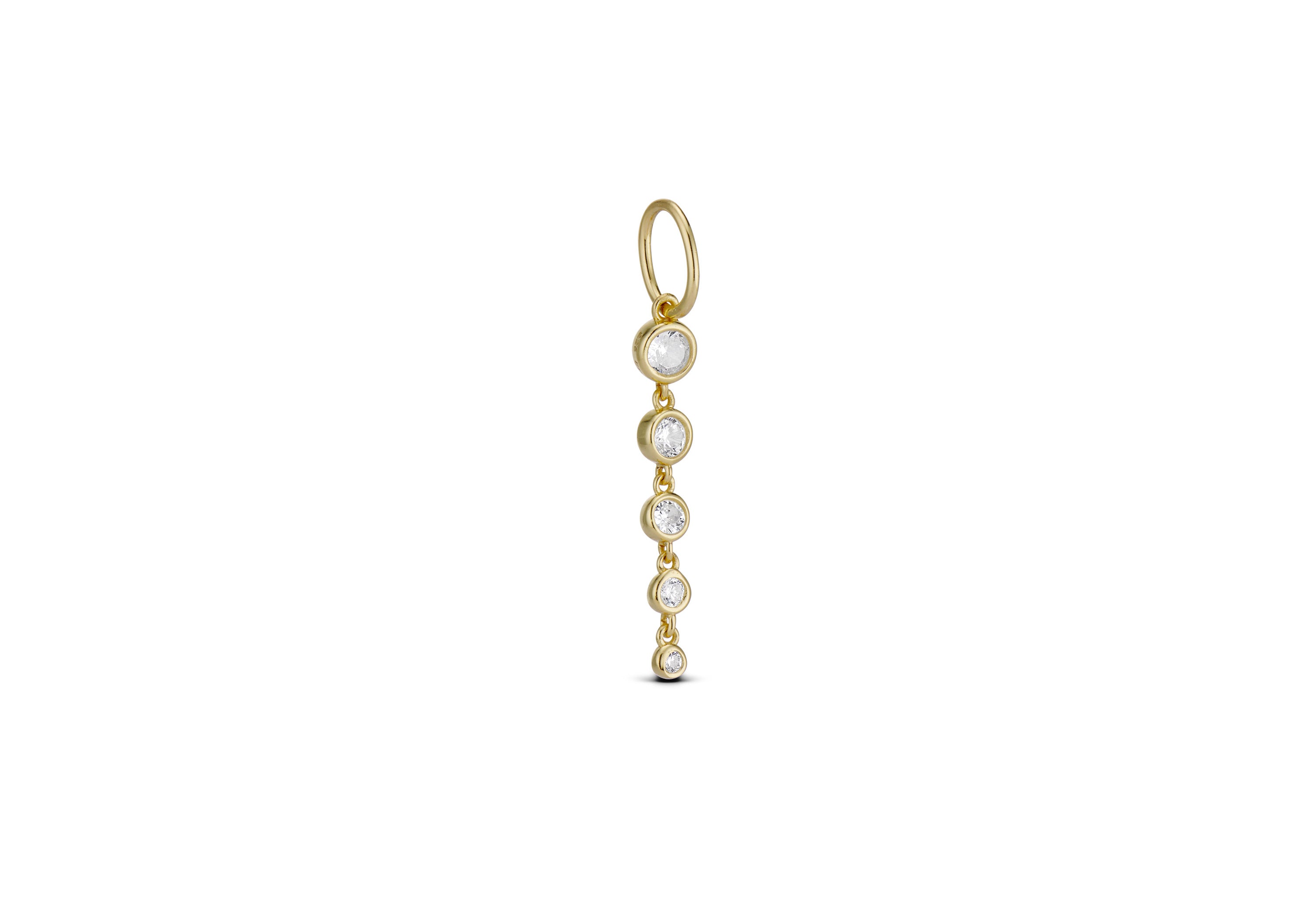 CZ Dangle Cuff Charm alone, five bezel-set CZ drops in gold