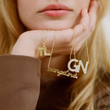 CZ Initial Nameplate Necklace