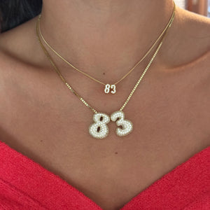 ICED JUMBO DOUBLE DIGIT NUMBER NECKLACE