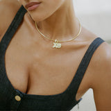 Ribbed Initial Cuff Nameplate Pendant