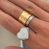 Cz Pave Puff Heart Ring