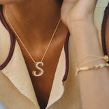 Iced Jumbo Script Letter Necklace