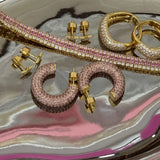 Sophia Pink Pave Hoop Earring