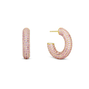 SOPHIA PINK PAVE HOOP EARRING