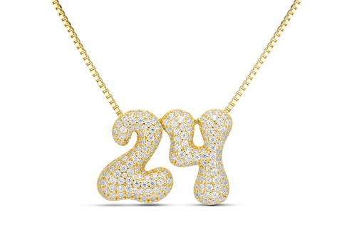 ICED JUMBO DOUBLE DIGIT NUMBER NECKLACE