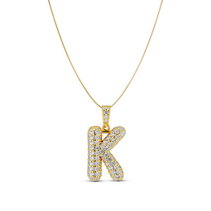 GOLD BUBBLE LETTER CZ NECKLACE