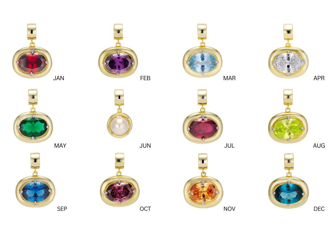 Birthstone Necklace pendants in all 12 birthstone colors