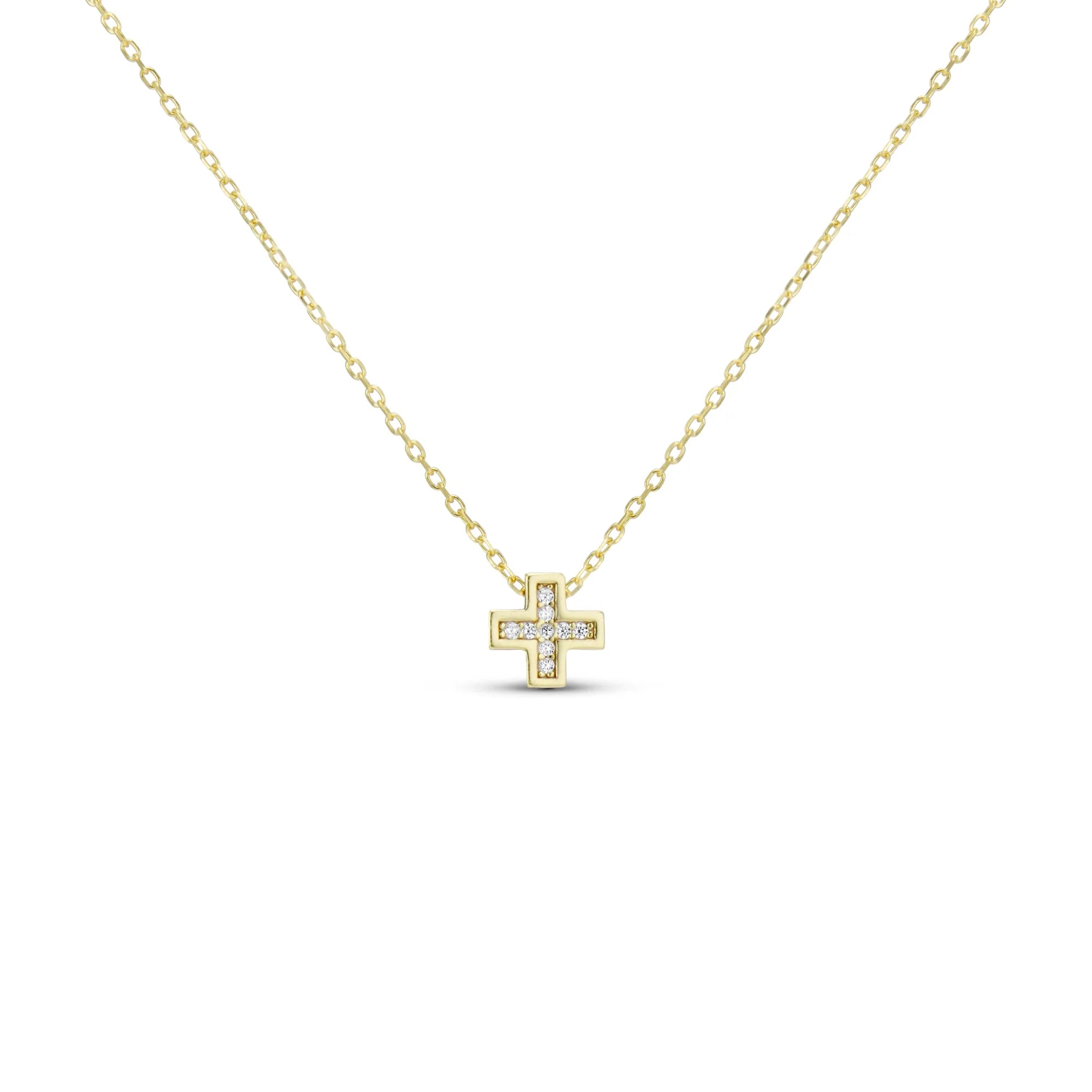Baby Cross Necklace in 14K gold plating, front view