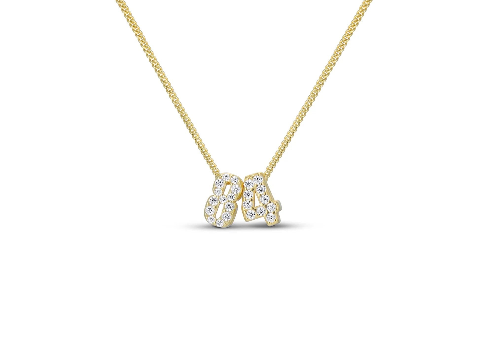 EP Jewels Baby CZ Double Digit Number Necklace in gold