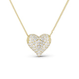 Iced Baby Jumbo Heart Necklace, a pave CZ heart pendant on a gold chain