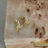 Iced Baby Script Letter Earring - Single