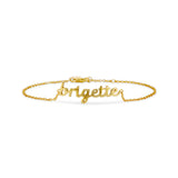 Baby Script Nameplate bracelet in gold with the name brigette