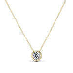 CZ Bezel Necklace in 14K gold plating, front view