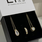 CZ Teardrop Necklace and CZ Bezel Necklace in an EP Jewels gift box