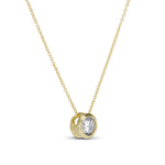 Side view of the gold CZ Bezel Necklace pendant
