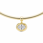 EP Jewels Birthstone Necklace with a clear stone charm on a gold-tone necklace