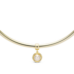 Birthstone Necklace pendant on a thin gold cuff necklace