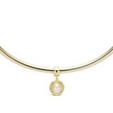 Birthstone Necklace pendant on a thin gold cuff necklace