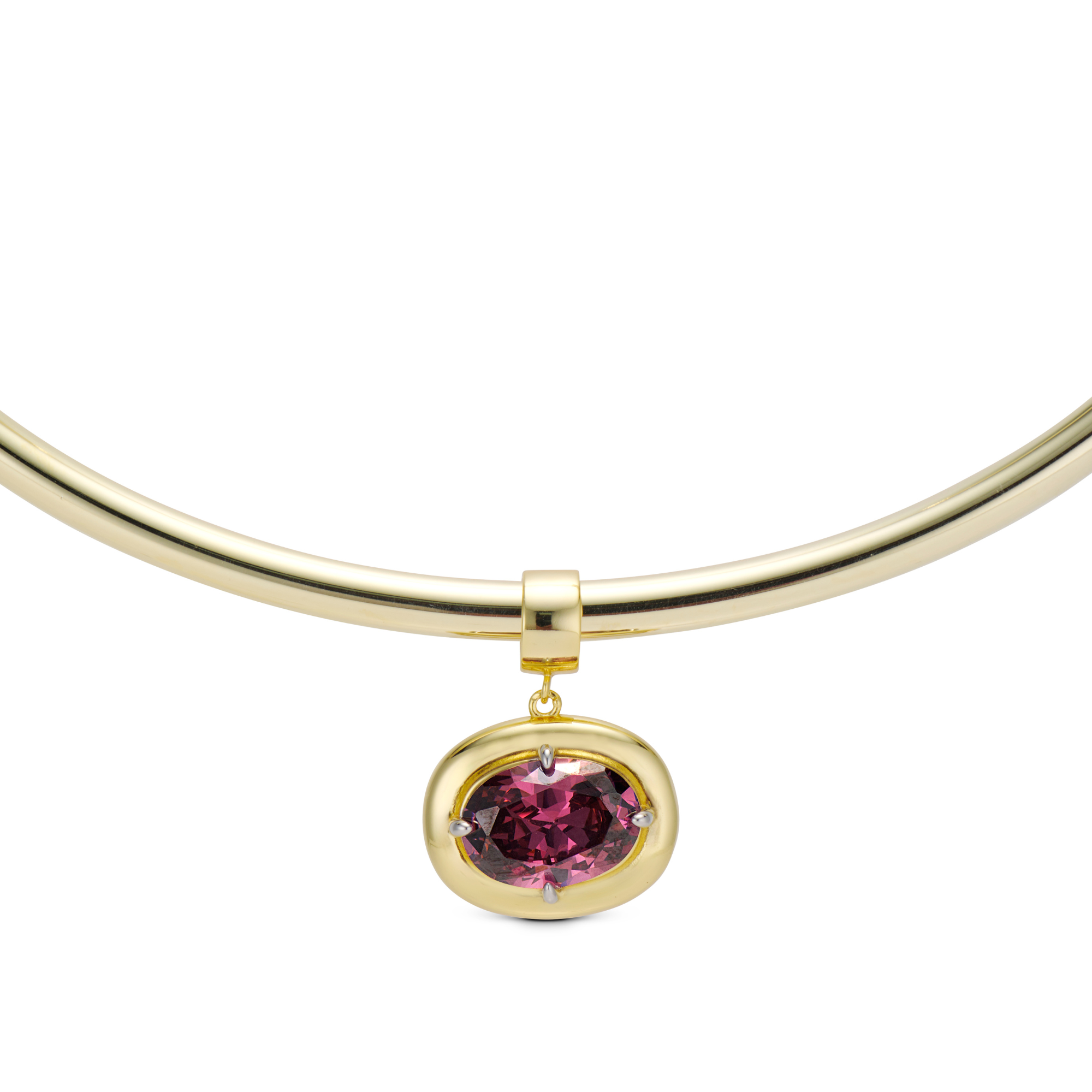 Gold birthstone necklace with purple CZ birthstone pendant