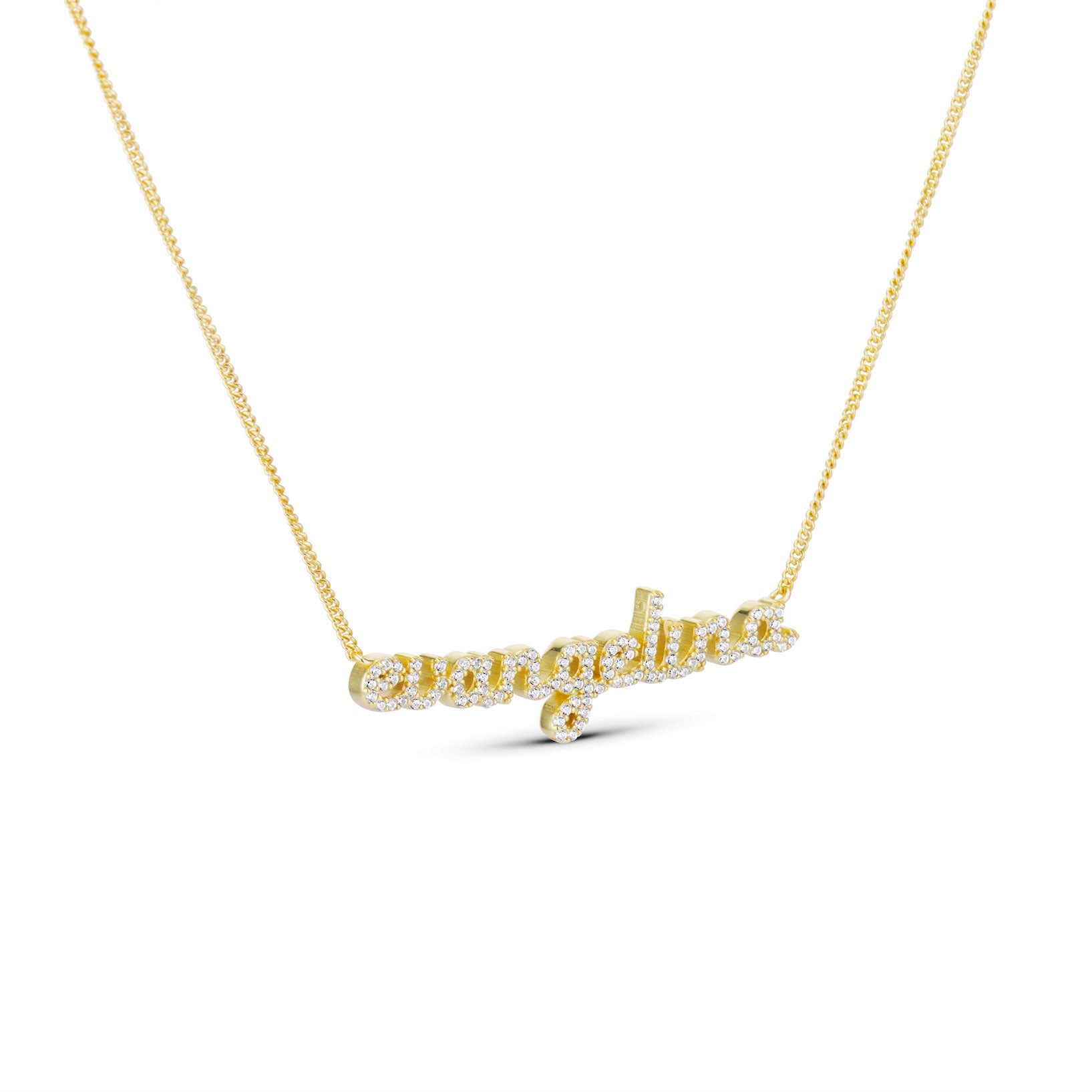 CZ Baby Script Nameplate with a lowercase CZ script name, side view