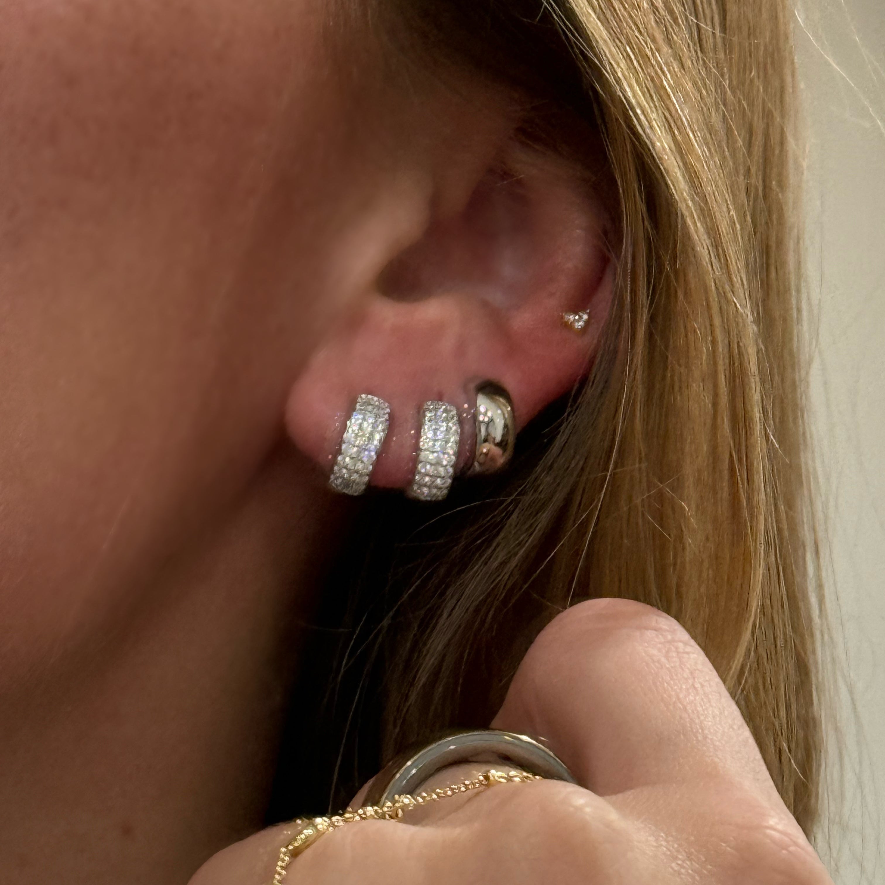 Gold CZ Huggie Hoop Earrings, Pave Huggies | EP Jewels – ep jewels