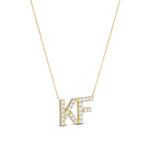 CZ Initial Nameplate Necklace KF, close-up