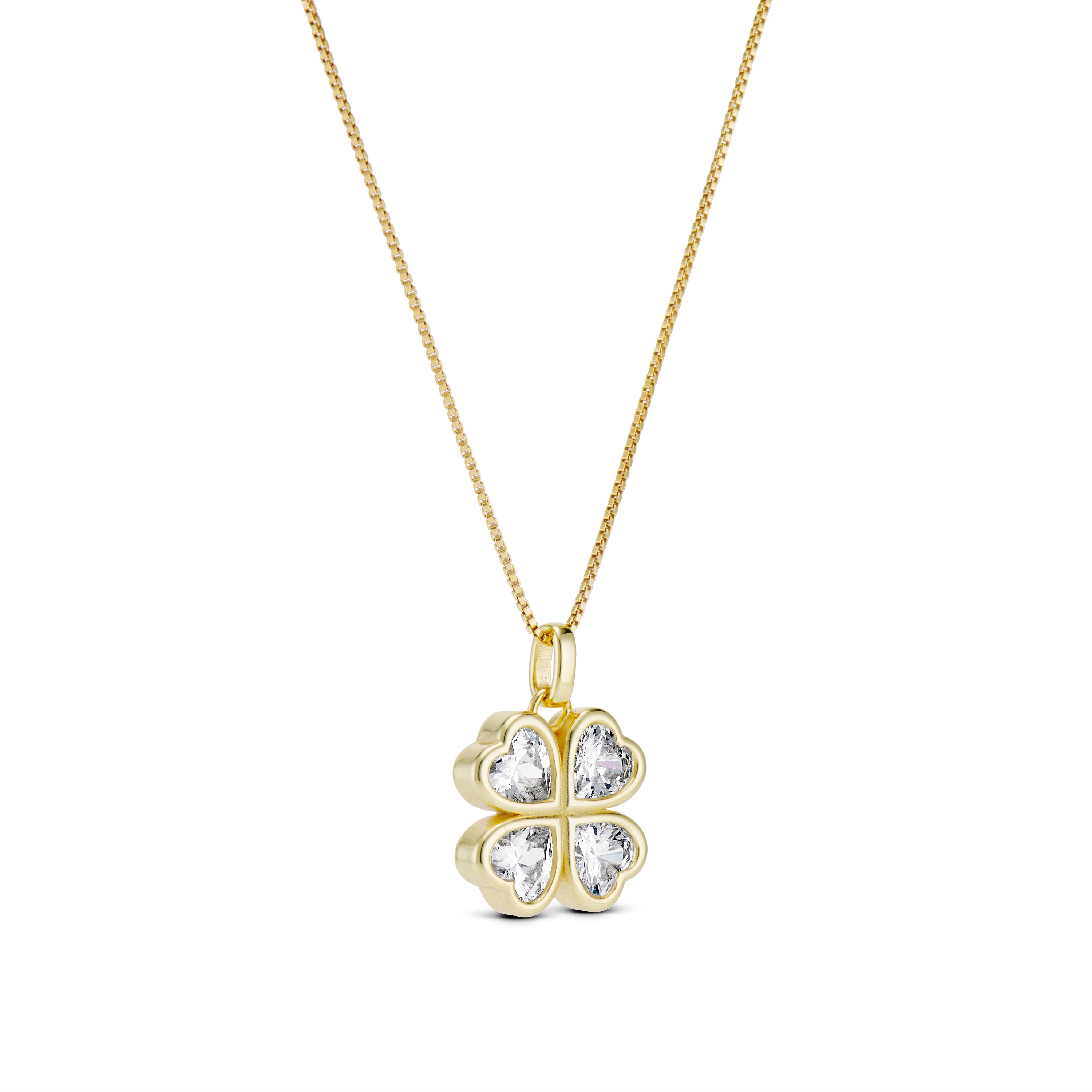 CZ Lucky 4 Me Necklace, angled view of the clover pendant