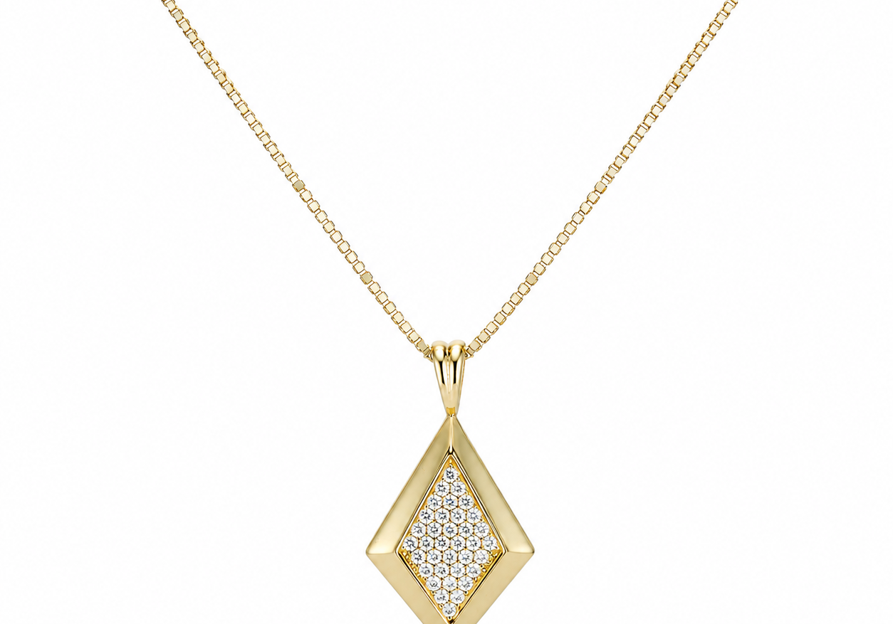 CZ Taylor Necklace on a gold box chain