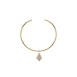 CZ Taylor pendant on a thin gold cuff necklace, full view