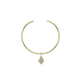 CZ Taylor pendant on a thin gold cuff necklace, full view