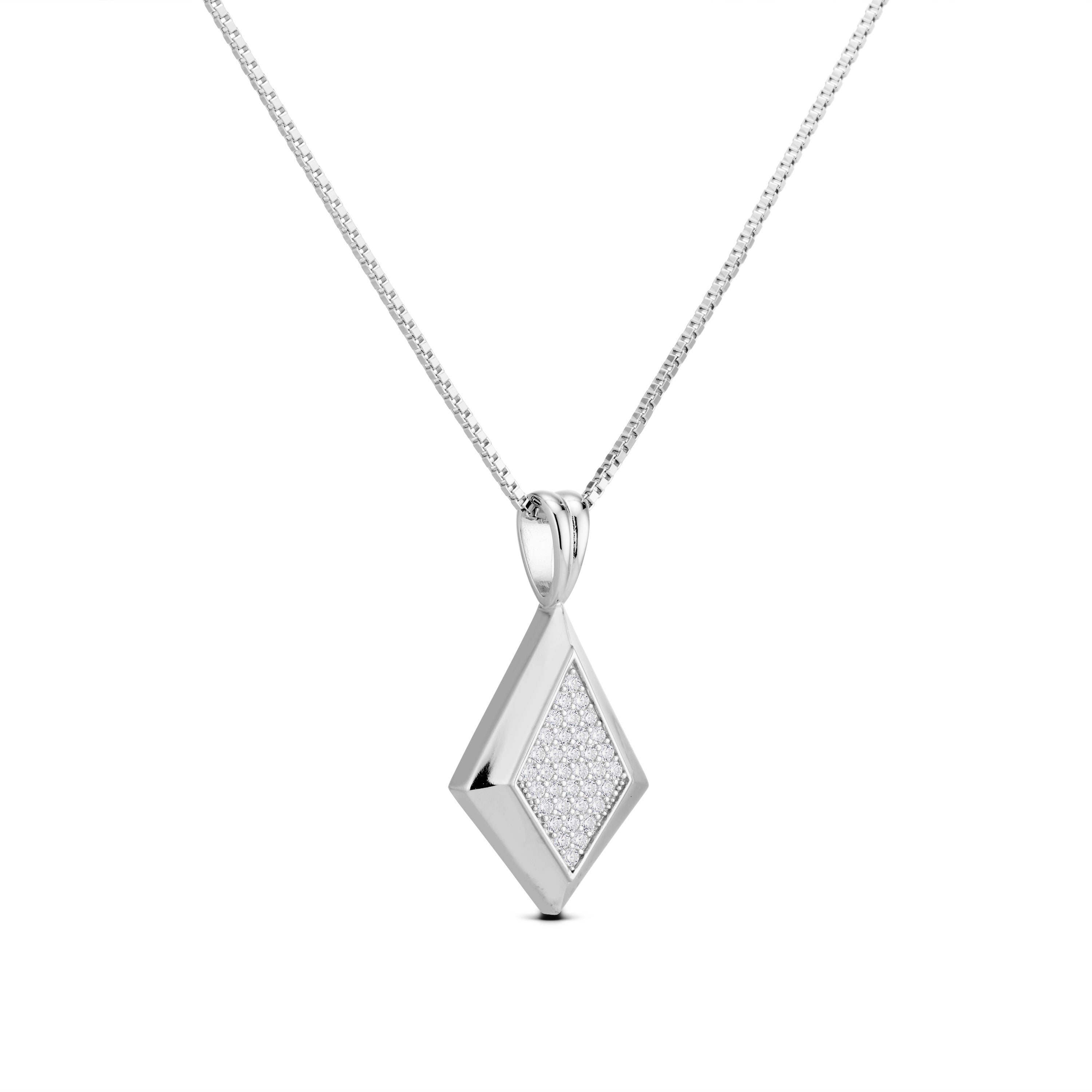Silver CZ Taylor pendant, side view