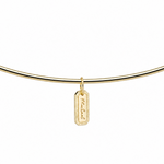 Engraved Tag Nameplate on a gold cuff, side view