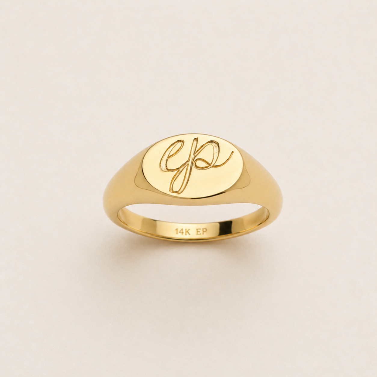 Custom Engraved Initial Signet Pinky Ring | EP Jewels – ep jewels