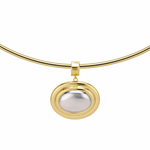 Oval Eclipse Cuff Pendant on a gold cuff, side view