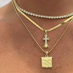 Classic NY Rangers Necklace layered with a tennis necklace and cross necklace