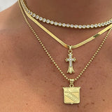 Classic NY Rangers Necklace layered with a tennis necklace and cross necklace