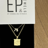 Classic NY Rangers Necklace with a gold number necklace on an EP Jewels card