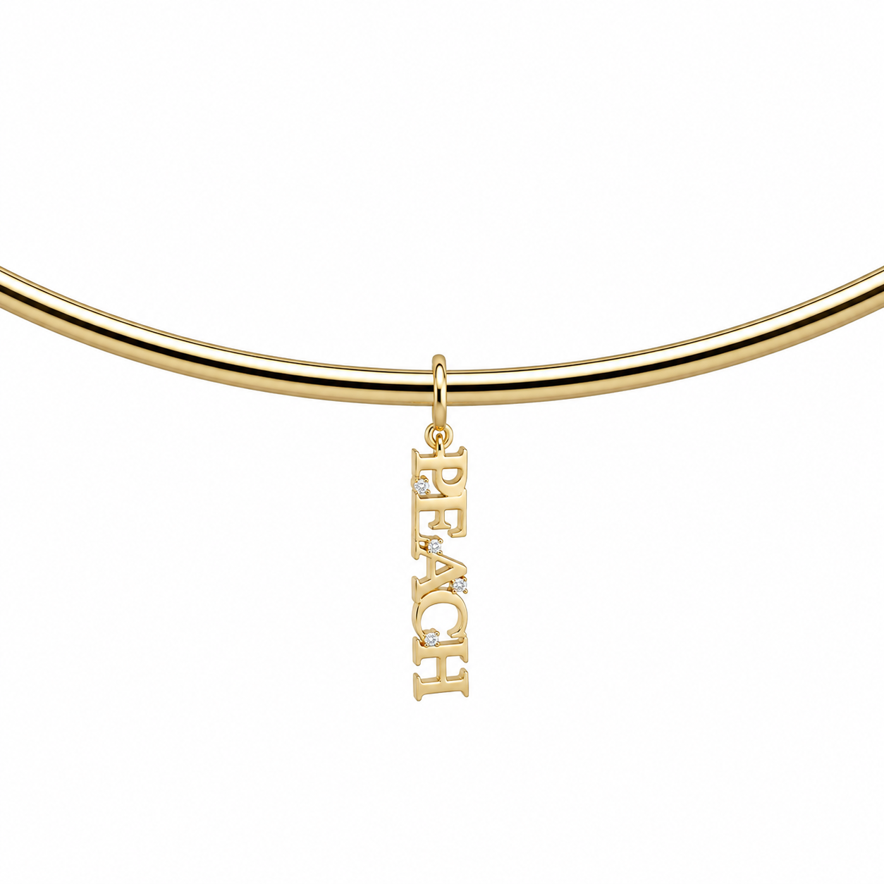 Classic Nameplate Cuff Charm on a cuff, angled view