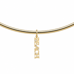 Classic Nameplate Cuff Charm on a cuff, angled view