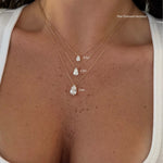 Classic Pear Diamond Necklace layered in three carat sizes, IGI Certified from 1 ctw and up