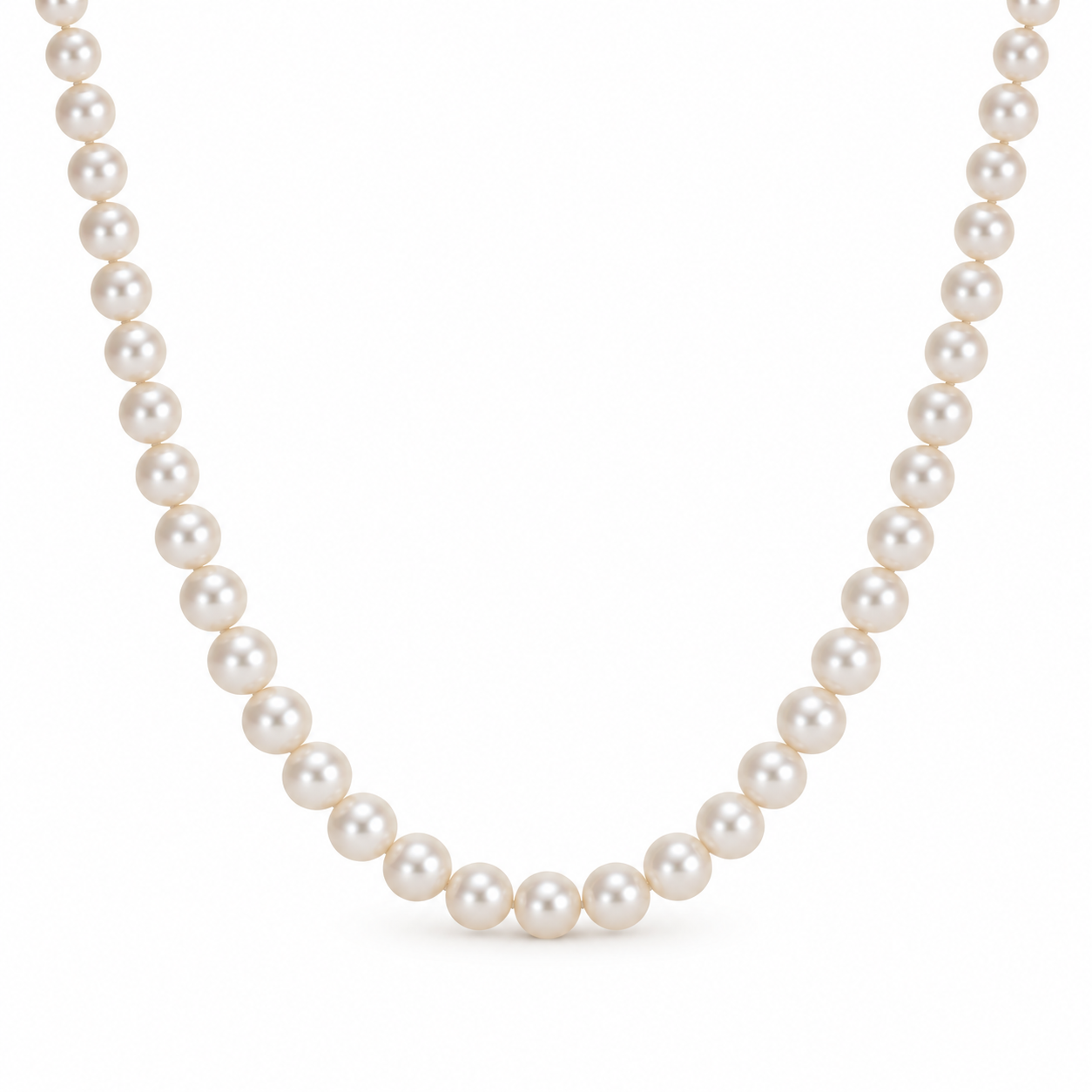 Classic Pearl Necklace with freshwater pearls, front view